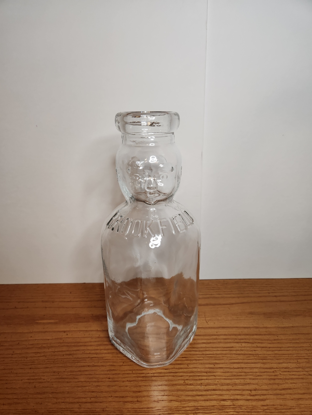 Brookfield Double Baby Face Cream Top One Quart Milk Bottle Clear.